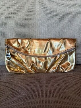 Nine West Metallic Gold Fold-Over Clutch
